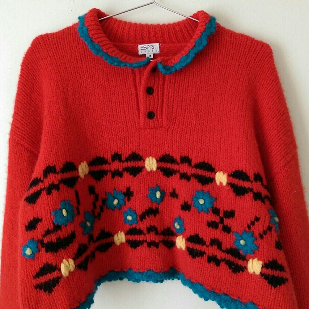 *SOLD* ESPRIT • 80s Vintage Wool Pullover Sweater - Picture 2 of 5